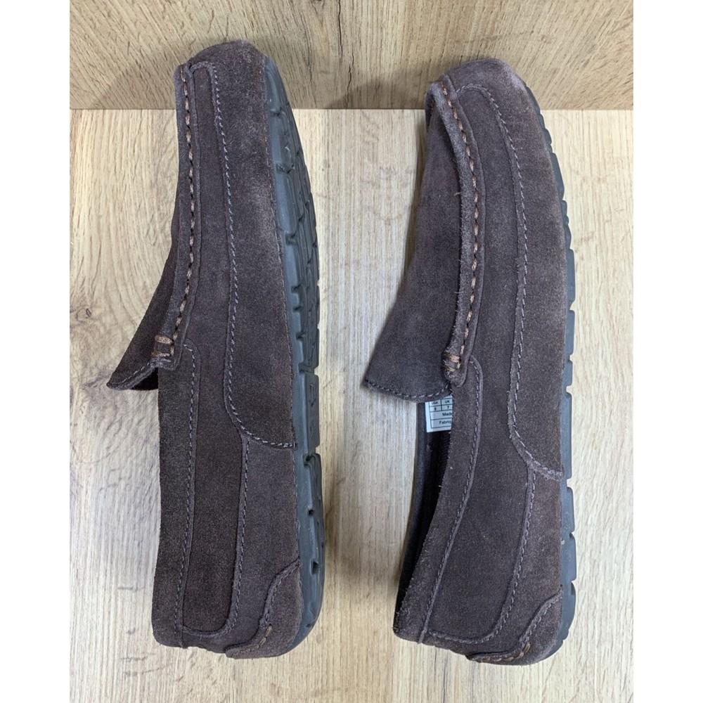 UGG Men’s 8 Alder Suede Slip On Loafers Sheepskin Lining Black Slippers 1003419 - Picture 12 of 16
